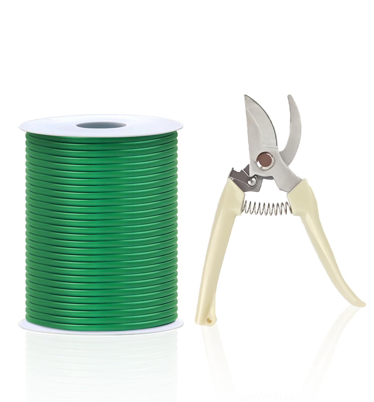 MIHURO 3.5mm x 20m Green Garden Wire with Garden Secateurs,Soft Plant Twist Ties Wires for Plants, Cucumber, Tomatoes, Roses,Shrubs, Trees, Vines, Fences Trellises