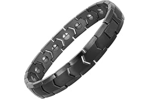 PUJANE Magnetic Hematite Bracelets for Men Women 316L Stainless Steel Power Balance Energy Magnets Stones Bracelet Jewelry Gift with Adjustment Tool