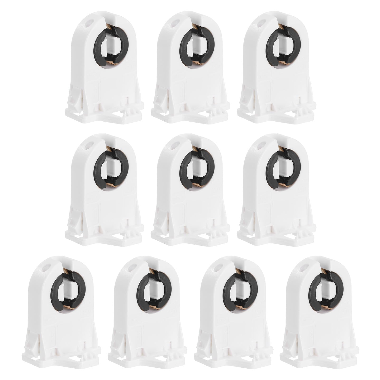 PATIKIL T8 Lamp Holder,10 Pcs G13 Light Socket Base Non-Shunted Tombstone Flame Retardant Lamp Sockets for Integrated LED Fluorescent Tube, White