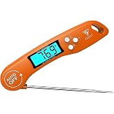 DOQAUS Meat Thermometer &ndash; Temperature Dial Thermometers for Cooking Backlight &amp; Auto-Rotating Display, Kitchen Gadgets Essentials for BBQ Oven Grill Smoker Candy Orange
