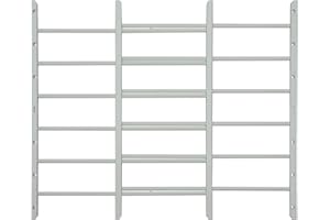 HOUSAGIES Grisham AWG Fixed Window Security Bars, (White, 6Bars) 26''H x 22''- 38''1/2 Adjustable Width Window Safety Guards for Children, Tubular Steel, Rust Resistant