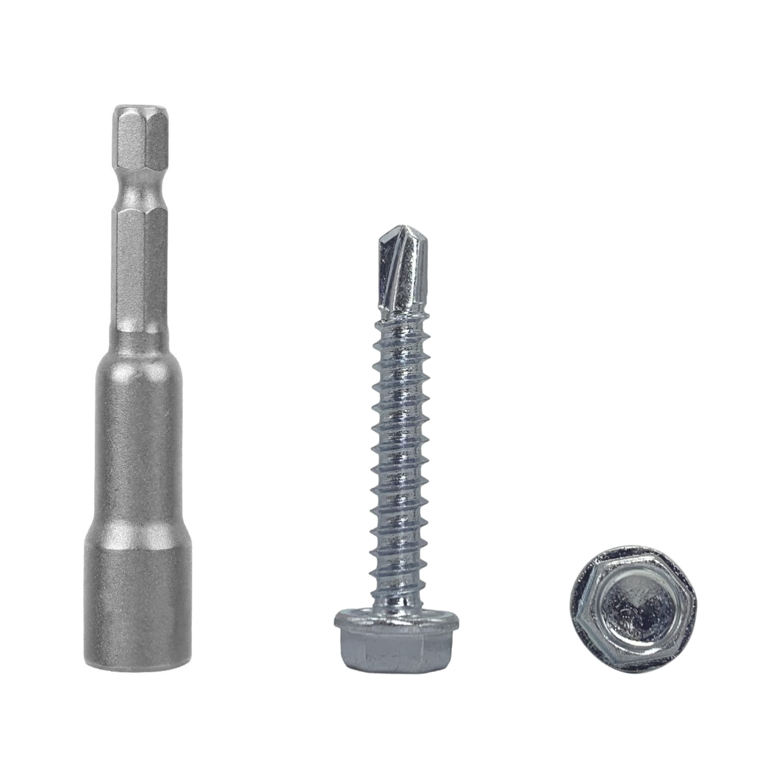 (Pack of 150 pcs) DIN 7504 K Zinc Plated Steel 4.8 x 32 mm Screws, Self-Drilling Sheet Metal Screw, Hex Washer Head, Self Tapping (150, 4.8 x 32 mm)