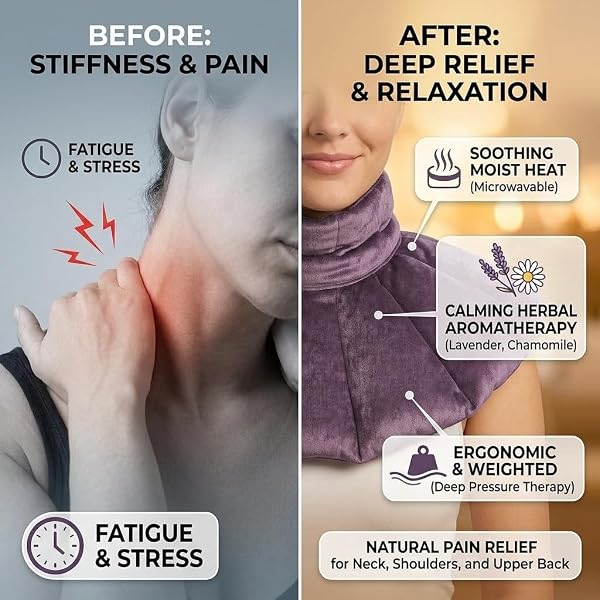 KOZI NECK HEATING PAD | MICROWAVEABLE WEIGHTED SHOULDER HEATING PAD | NECK AND SHOULDER HEATING PAD WITH CLAY BEADS & AROMATHERAPY (AMETHYST)