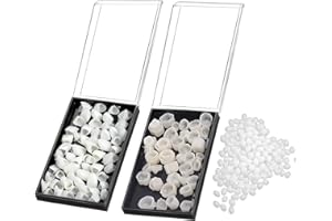 Geodurn Temporary Fake Tooth Cap Crown Veneers, 120 Pieces Front Back Anterior and Molar Posterior Teeth with Tooth Repair Thermal Beads Cap Filler for Teaching or DIY