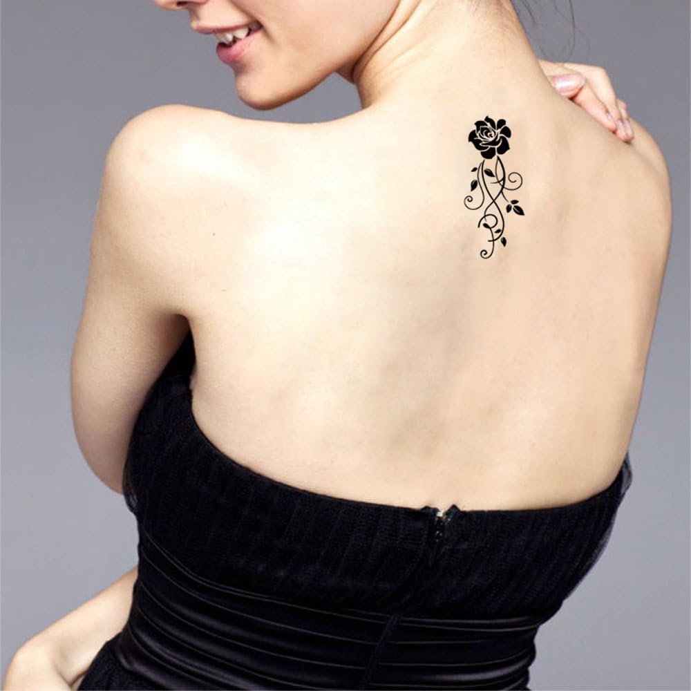 Black Rose temporary tattoos for women sexy 6 Pcs by Yesallwas,rose Tattoo Sticker Fake Tattoos for kids girls,waterproof and Long Lasting sexy body tattoos -small black rose,fake flower,floral tattoo - Image 5