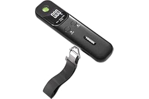 YONCON Luggage Scale - 110lb Digital Suitcase Weight Scale with LCD Display, 3 Units (lb/kg/oz) and Tare Function, Portable Travel Essentials for Backpacks, Packages and Outdoor Gear (Black)