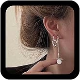 Iaceble Vintage Circle Hoop Earrings Long Disc Coin Drop Earrings Interlocking Circle Dangle Earrings Round Disc Earrings Asymmetrical Earrings Jewelry for Women