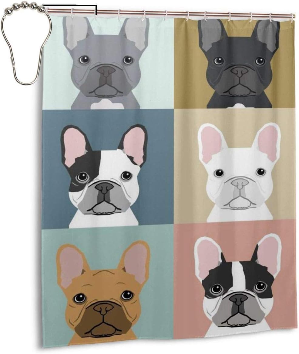 770 French Bulldog Dog Cute Home Polyester Shower Curtain