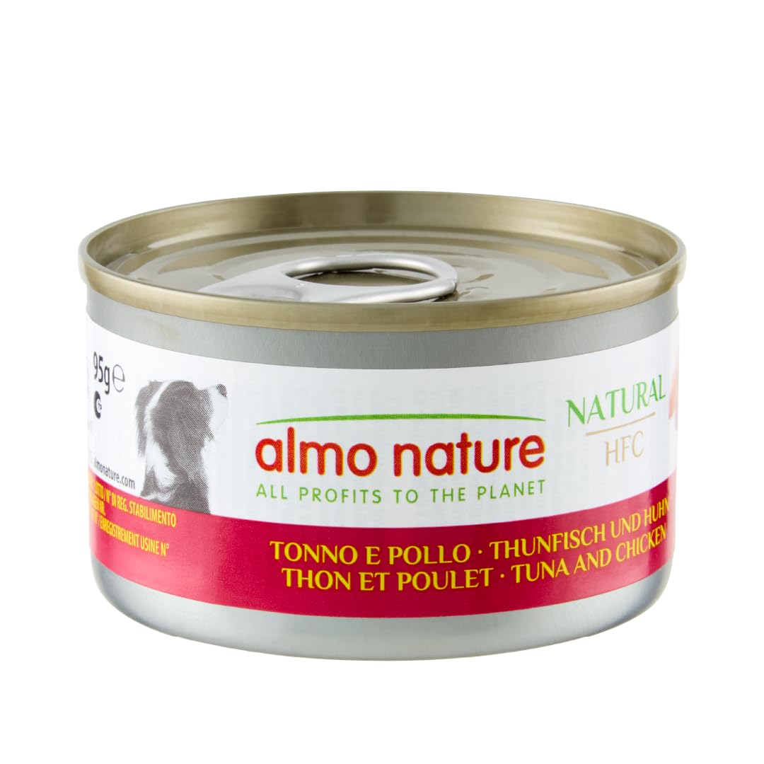 Almo Nature HFC Natural Tuna and Chicken Wet Dog Food, 95 g, Pack of 24
