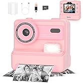 Mafiti Kids Camera Instant Print,1080P Selfie Digital Camera with 2.4 Inch Display 1200 mAh Battery,3-12 yrs Girls Boys Toys Gifts for Birthday/Xmas/Holiday,Pink