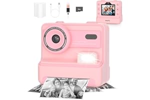 Mafiti Kids Camera Instant Print,1080P Selfie Digital Camera with 2.4 Inch Display 1200 mAh Battery,3-12 yrs Girls Boys Toys Gifts for Birthday/Xmas/Holiday,Pink