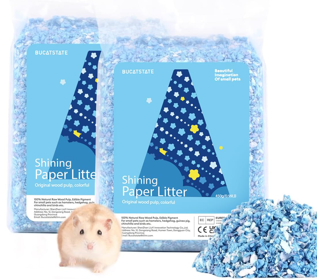 BUCATSTATE Hamster Paper Bedding 2LBS/900g Dust-Free and Odor
