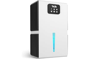 ToLife Dehumidifiers for Bedroom, 85 OZ Dehumidifier for Room with Auto Shut Off, Sleep Mode (800 sq. ft) Portable Dehumidifier for Bathroom, Basement, Home, RV, 7 Colors LED Light, White