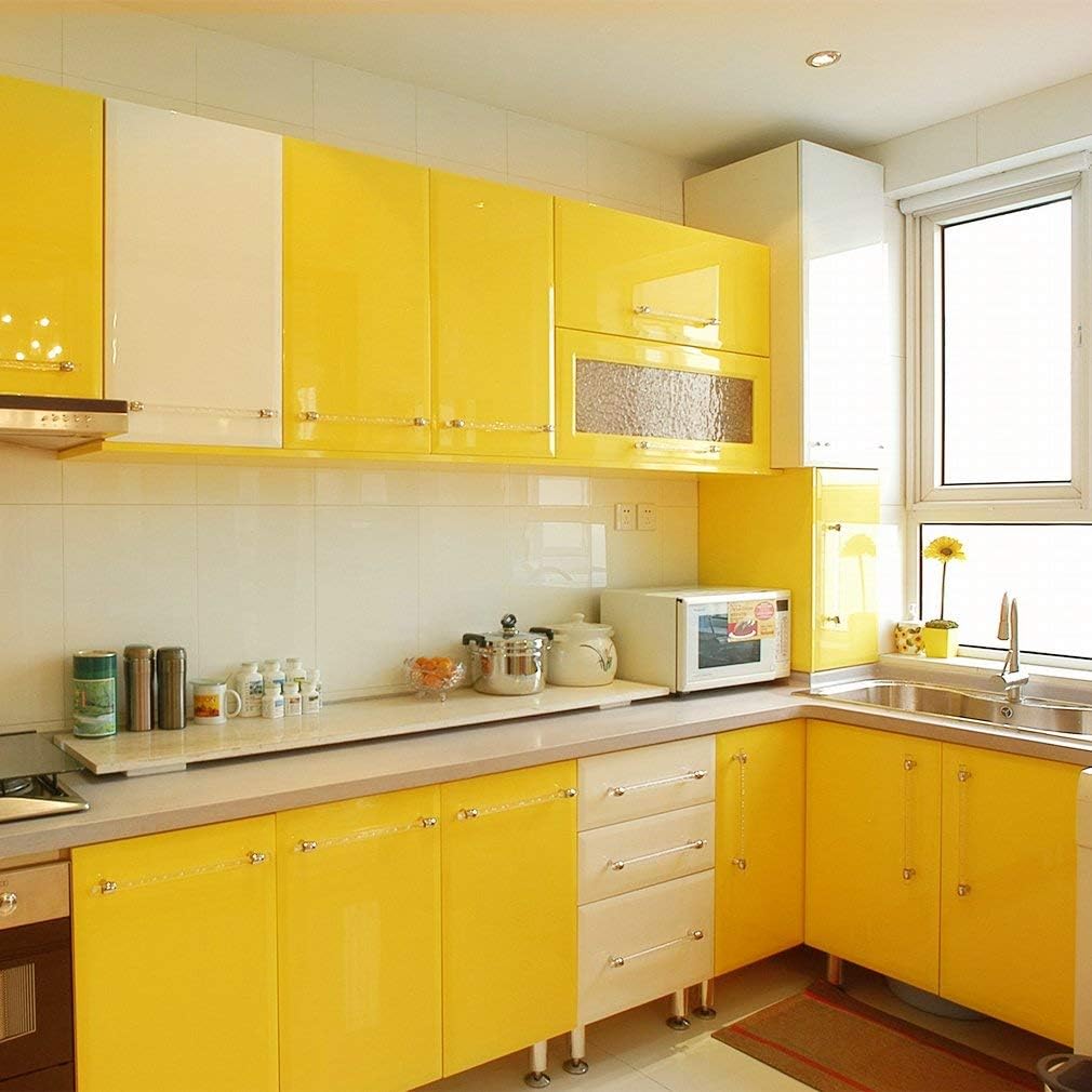 Hode Matt Yellow High Gloss Vinyl Wrap for Furniture Waterproof Sticky Back Plastic Roll Peel and Stick Self Adhesive Wallpaper - Image 3