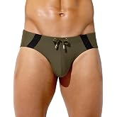 Casey Kevin Mens Swim Briefs Color Block Bikini Swimsuit with Drawstring | Quick Dry Fabric, Sexy Color Contrast Design, Stretch Comfort Fit, Ideal for Beach, Pool &amp; Resort