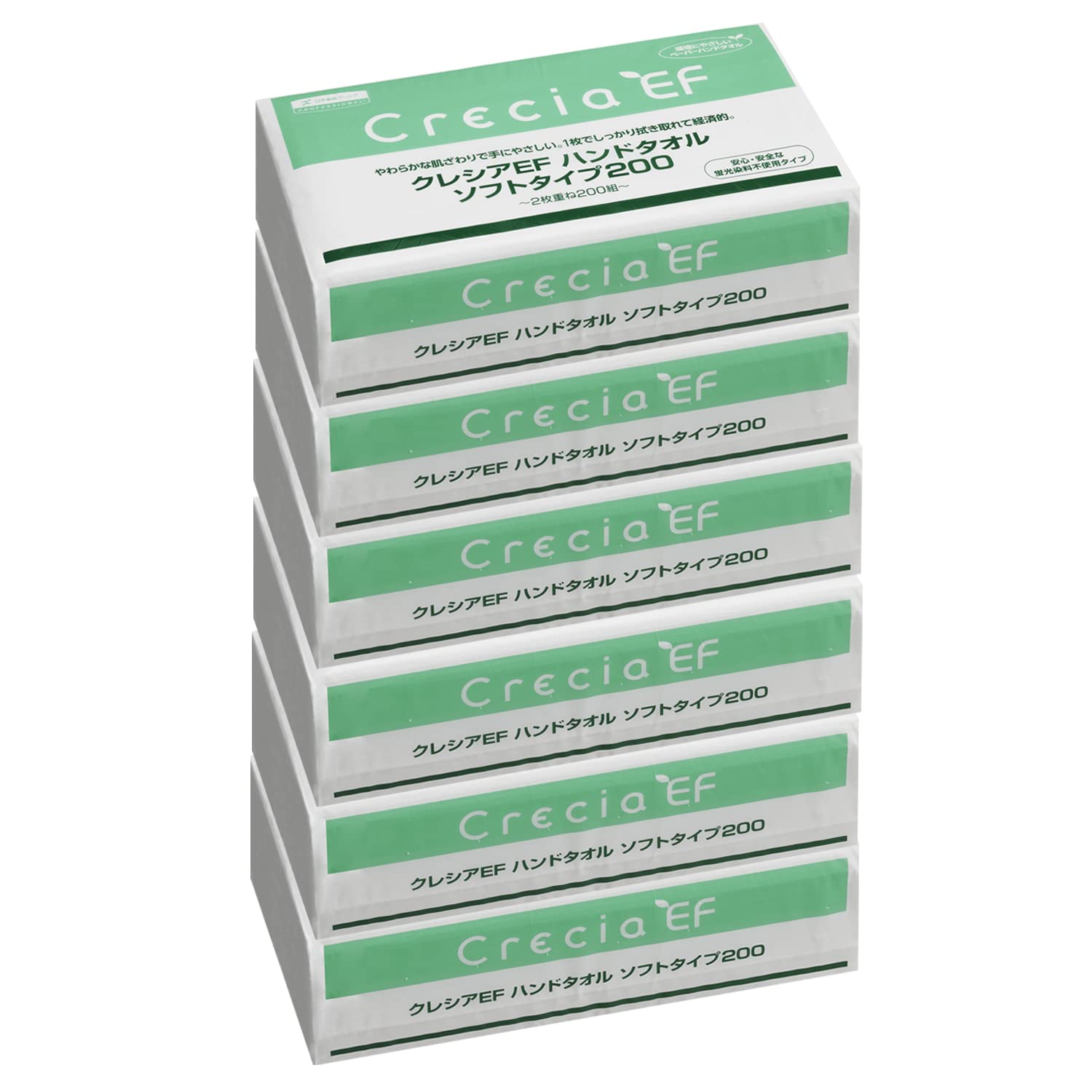 ペーパータオル 200組(400枚) 6パック ソフトタイプ 2枚重ね EFハンドタオル 日本製紙クレシア商品画像