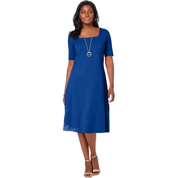 Jessica London Women's Plus Size Fit and Flare Sweater Dress - 14/16, Soft  Camel Black at Amazon Women's Clothing store