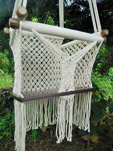 Baby hanging swing handmade macrame cotton beige with plywood/ Indoor outdoor baby chair handmade/ Hanging chair swing/ Perfect gift