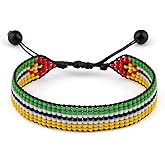FAHARI Mozambique Flag Beaded Bracelet, Adjustable, Boho Style Rope Bracelet for Women, Men