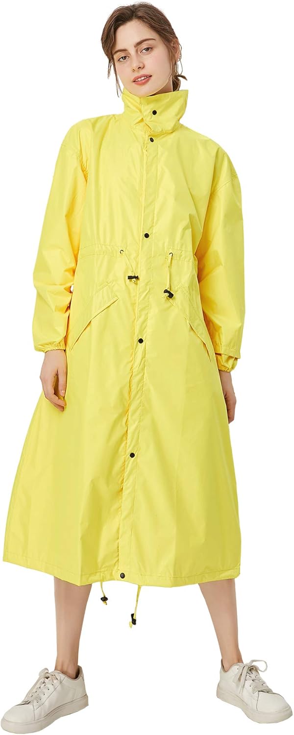 Women's Stylish Long Raincoat with Hood and Multi Color Pattern