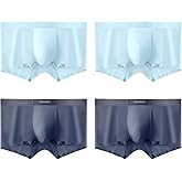 VEEAMON Mens Ice Silk Underwear 4-Pack Boxer Briefs Cotton Modal Comfortable Soft Trunks Underwear With Gift Box