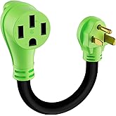 NEMA 6-50P to NEMA 14-50R EV Charger Adapter Cord, 50 Amp 3 Prong Plug to 4 Prong Female, Generator Dryer Welder EV Charger Power Cord Adapter, Outlet with Grip Handle, STW, 6AWG, 250V, 1FT