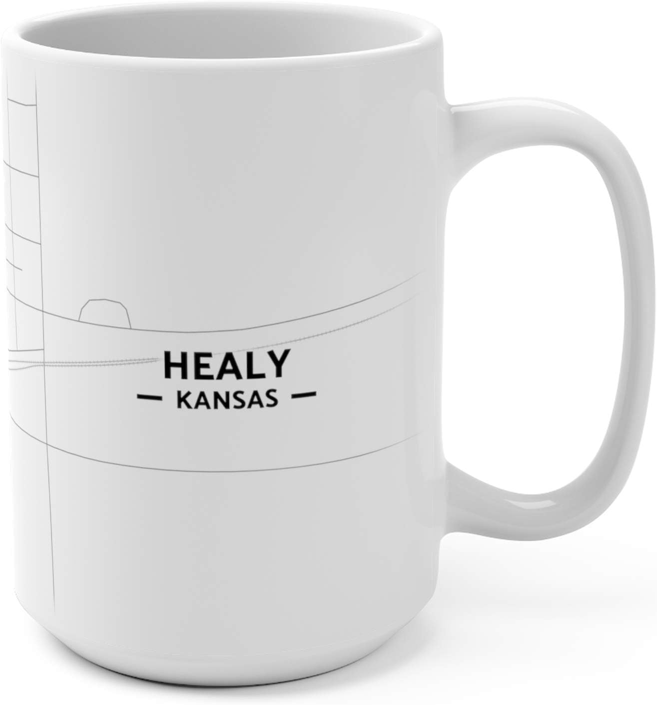 Healy, Kansas Map Mug (15 oz) Kitchen & Dining