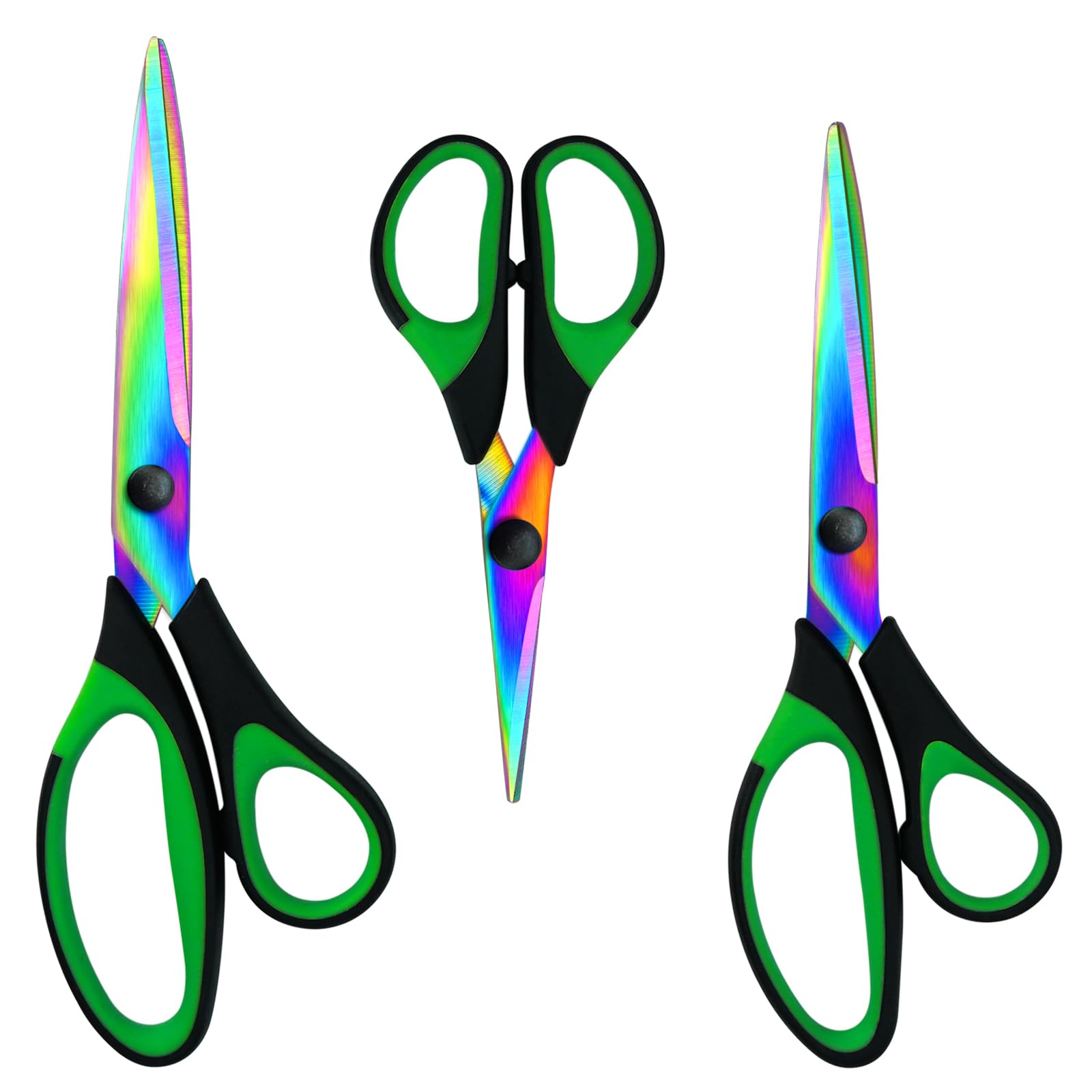 CCR Multipurpose Scissors,Stainless Steel Sharp Colourful Titanium Coating Blades,Soft Comfort-Grip Handles,General Purpose Scissors Suitable for Families, Offices and Schools,Set of 3.