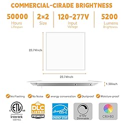 OKQ 24 Pack 2x2 LED Flat Panel Light Drop Ceiling