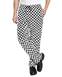 Men’s Black and White Checkerboard Print Chef