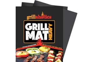 Grillaholics BBQ Grill Mat Heavy - 600 Degree Max Temperature Grilling Sheets - Set of 2 Grill Mats Non Stick - Lifetime Manufacturer Warranty