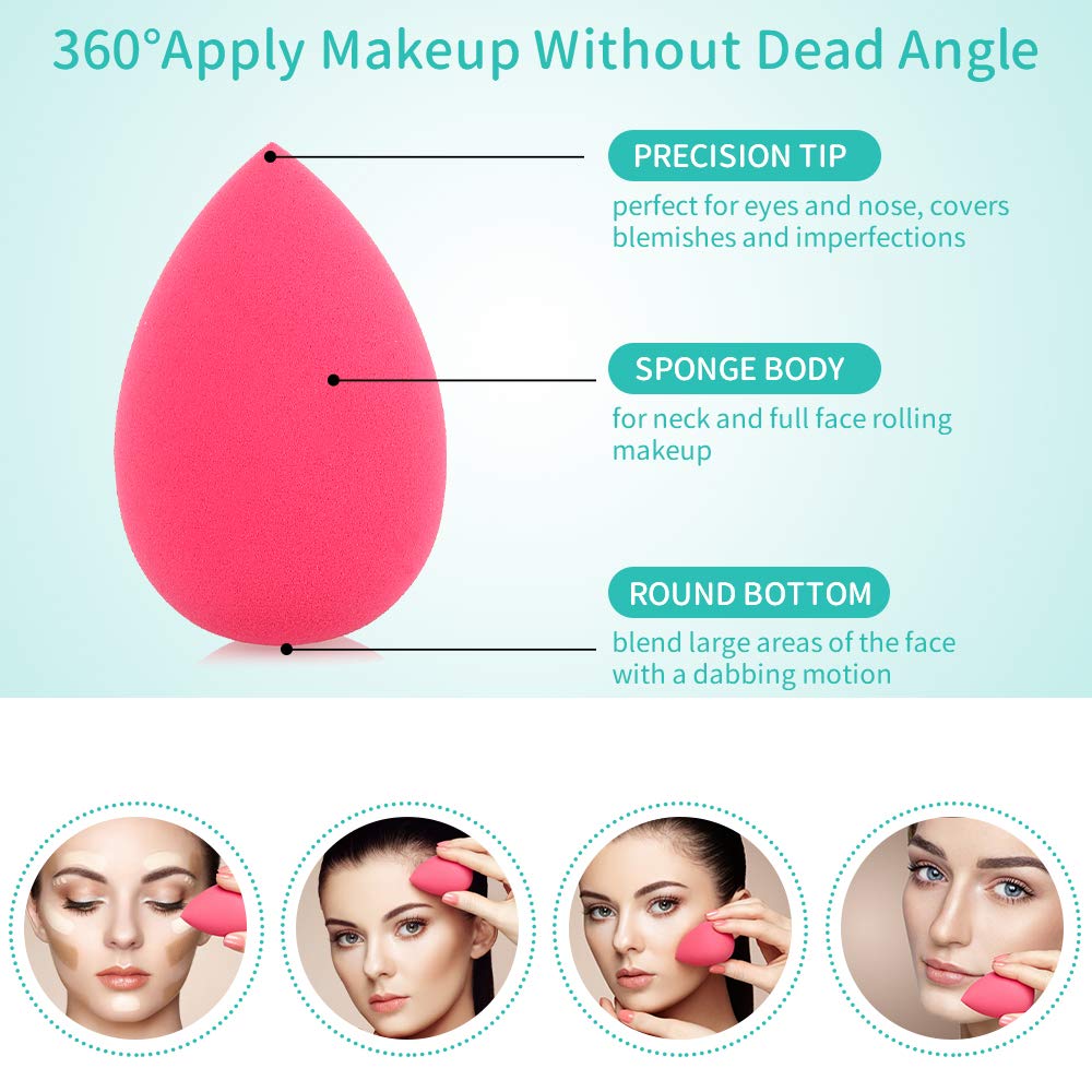 Premium 5PCS Makeup Sponge Blender, Latex Free Blending Foundation Sponge, Flawless for Powder, Cream and Liquid, Multi-Colored Makeup Egg : Beauty