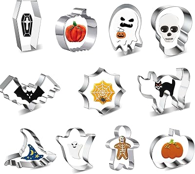 Ensemble D'emporte-Pièces D'halloween De 11 Pièces, Emporte-Pièces D'halloween, Emporte-Pièces En Acier Inoxydable, Citrouille, Fantôme, Chat, Chauve-Souris, Chapeau De Sorcière.