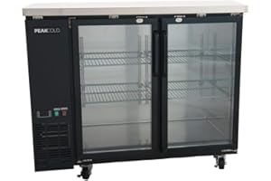 PEAKCOLD 2 Glass Door Commercial Back Bar Cooler; Beer Fridge; Under Counter Refrigerator; 48" W
