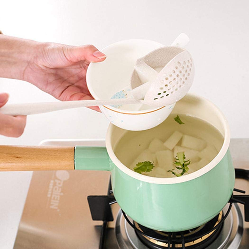 linselles 2 in 1 Kitchen Long Handle Soup Spoon Colander, Hot Pot, Soup Vegetable Drain etc Daily Useful Cooking Tools, Blue