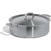 Made In Cookware - 10 Quart Stainless Steel Rondeau Pot w/Lid - 5 Ply Stainless Clad - Professional Cookware - Crafted in Italy - Induction Compatible