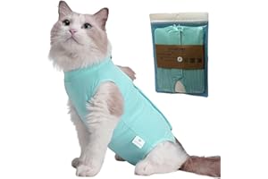 Acoutpet Cat Recovery Suit Female Kitten Cat Onesie for Cats After Surgery Female Spay Surgical Abdominal Wound Skin Diseases Cone Collar Soft Alternative Wear (Green, M)
