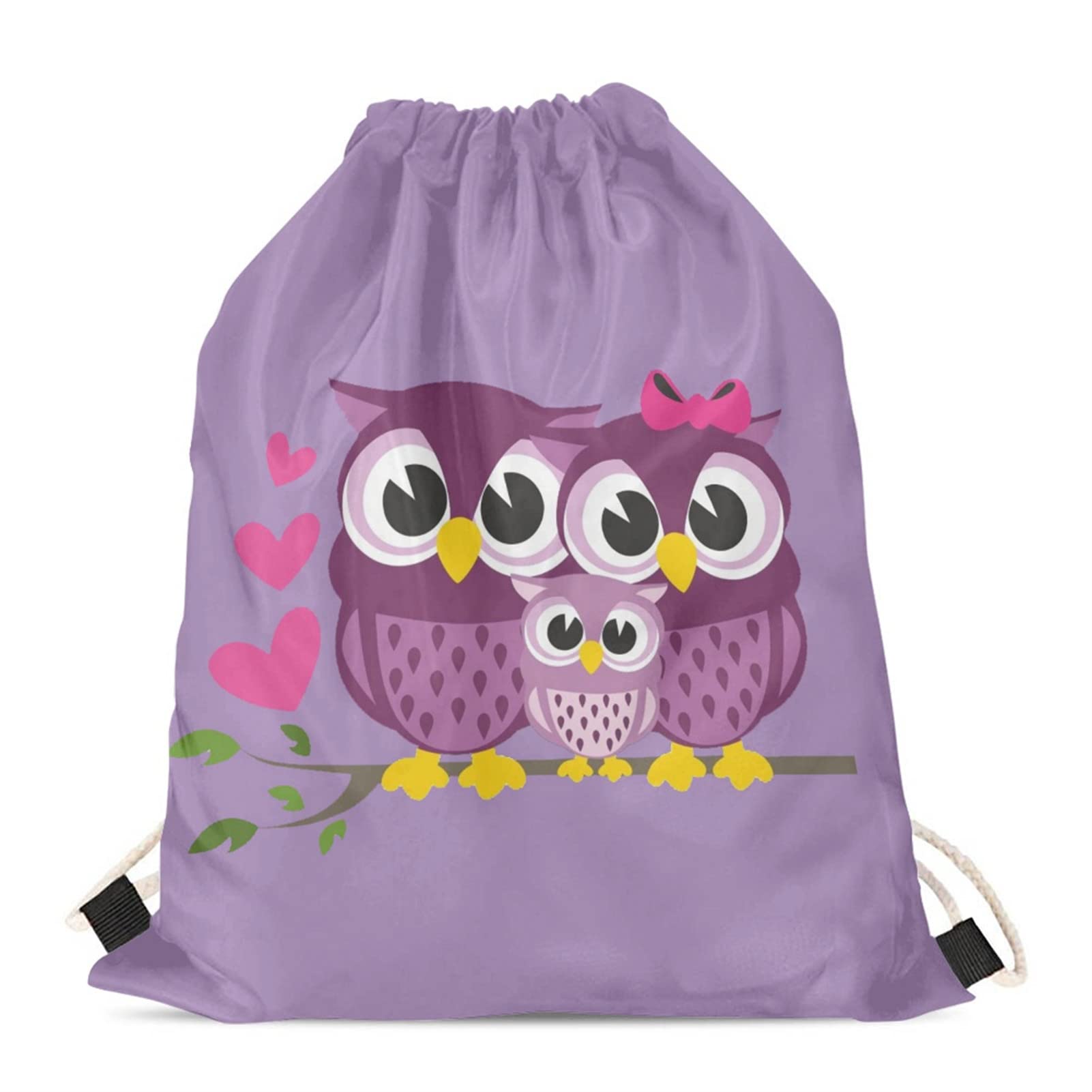 HELLHERO Cartoon Owl Drawstring Backpack Sackpack Gym Sports Travel String Bag Daypack Home Storage Pouch for Multiple Activities Beach Hiking,Camping