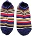 Flora&Fred Women's 3 Pair Pack Vintage Style Rainbow Stripe Cotton No Show Socks Large