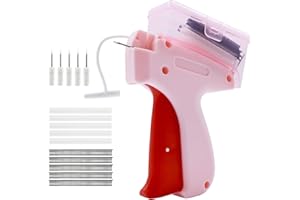 AMUSEDIY Mini Stitch Gun for Clothes, Tagging Gun for Clothing: Price Tag Gun Quick Clothing Fixer - 5 Needle 1000 Black and 1000 White Fasteners (Pink)