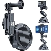 TELESIN Suction Cup Car Mount with Phone Holder, Windshield Window Dashboard Boats Vehicle Attach for DJI Action 6 5 Pro Action 4 3 GoPro Max Mini Hero 13 12 11 10 9 Insta360 X5 X4 X3 Ace Pro Pocket 3