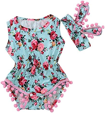 Baby Girls Sleeveless Tassel Romper + Headband