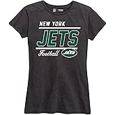 Team Fan Apparel NFL Gameday Women's Relaxed Fit T-Shirt - Rib Neck Contour - Tagless Short Sleeve Tee - Stay Cool & Stylish (New York Jets - Black, X-Large)