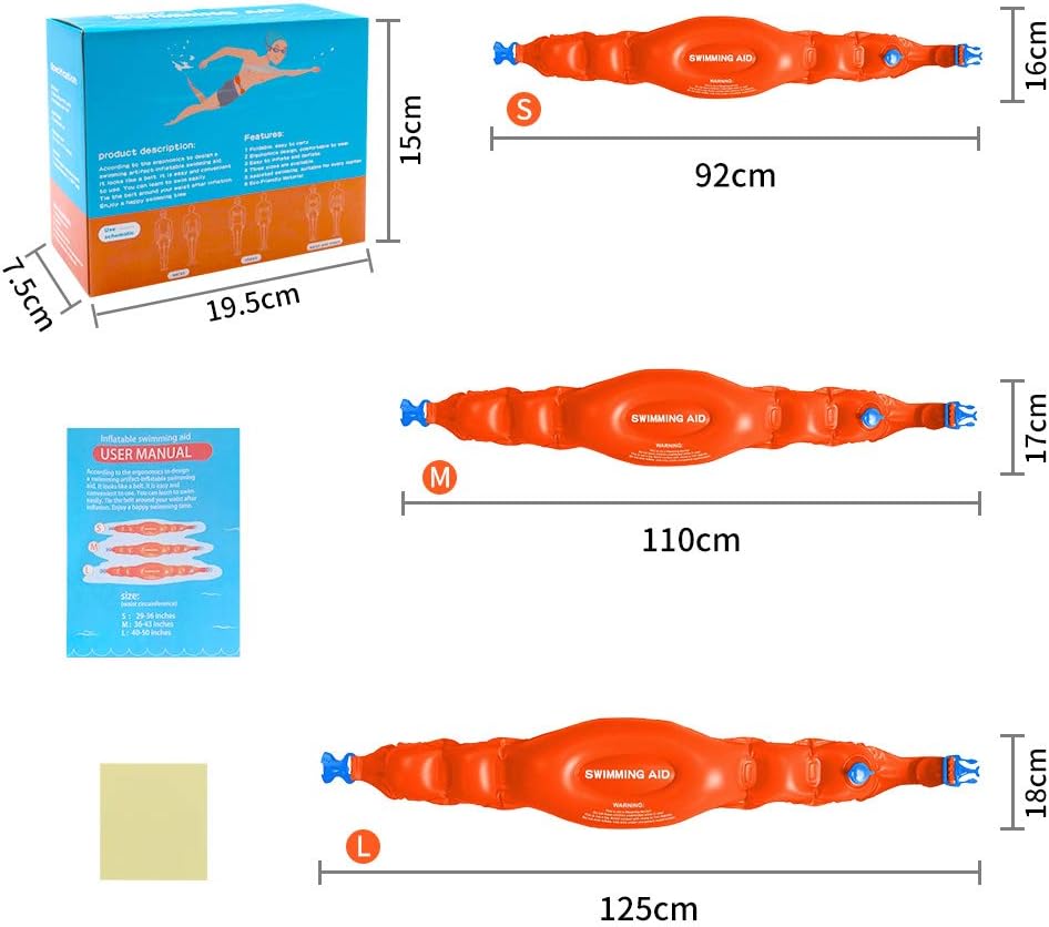 X XBEN Swim Belts for Kids and Adults, Inflatable Swimming Pool Float Training Aid, Swim Belt with Buckle, Perfect for Learning Swimming Beginner: Sports & Outdoors