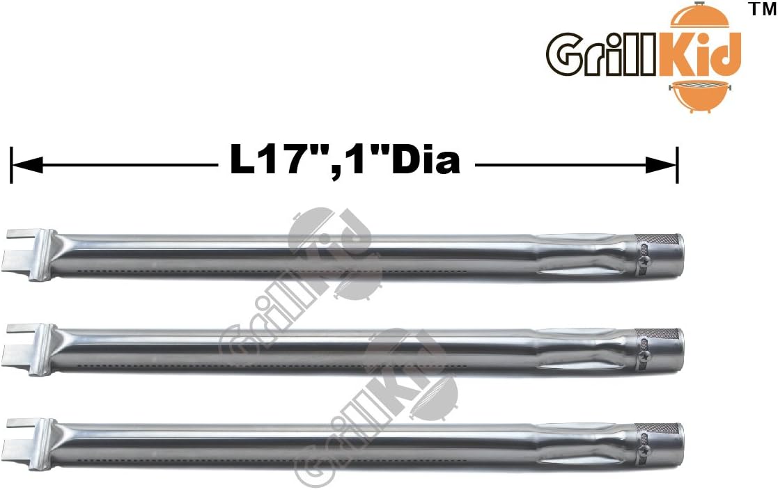 Grillkid BS043 Stainless Steel Burner for Select Gas Grill Models by Ducane, BBQ Grillware, Home Depot, Compatible with Part Number 13041, 30500603, 305000047, 30500702, 30500094, DUCHD1, Set of 3