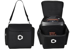 KECHICHENGYUN Protective Cover for JBL PartyBox Encore 2/ Encore Essential- Durable Polyester Carrying Bag with Velvet Lining, Detachable Strap & Side Pockets for Mics/Accessories