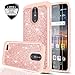 LeYi iPhone 13 Case, with Tempered Glass Screen Protector [2 Pack], Hybrid Heavy Duty Protection Glitter Girls Women Shockproof Phone Case for iPhone 13 Rose Gold