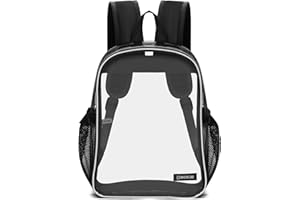OSOCE Black Mini Clear Backpack Heavy Duty,Clear Bag Stadium Approved,PVC Transparent Clear Book Bag with Adjustable Shoulder Straps for Security Work Concert Festival Travel