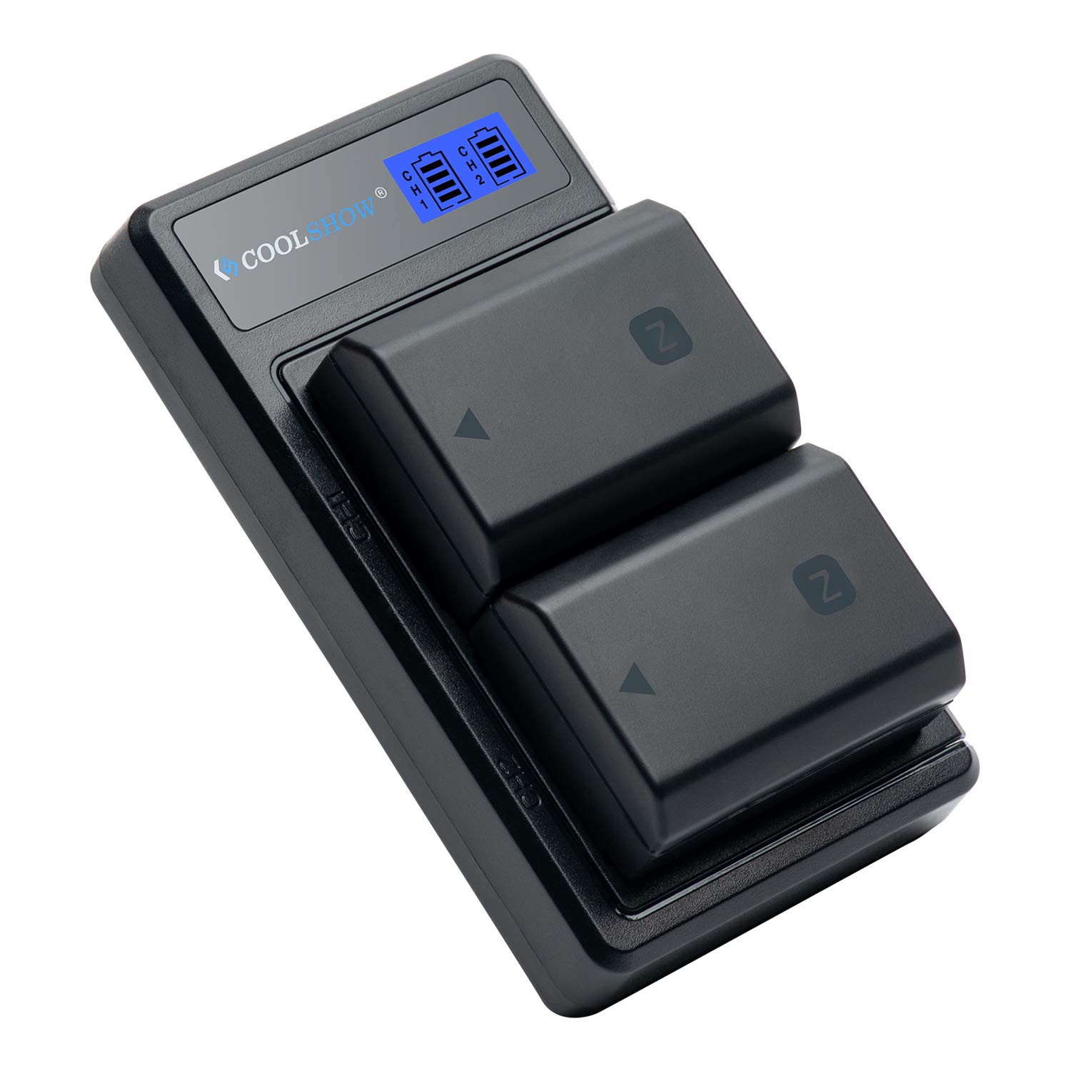 COOLSHOW NP-FZ100 Battery Replacement 2 Pack and FZ100 Battery Dual LCD Charger Compatible With Sony Alpha 9,A9,Alpha 9R A9R 9S, BC-QZ1,A7Riii,A7R3,sony a7iii Battery,a7R IV Digital Camera
