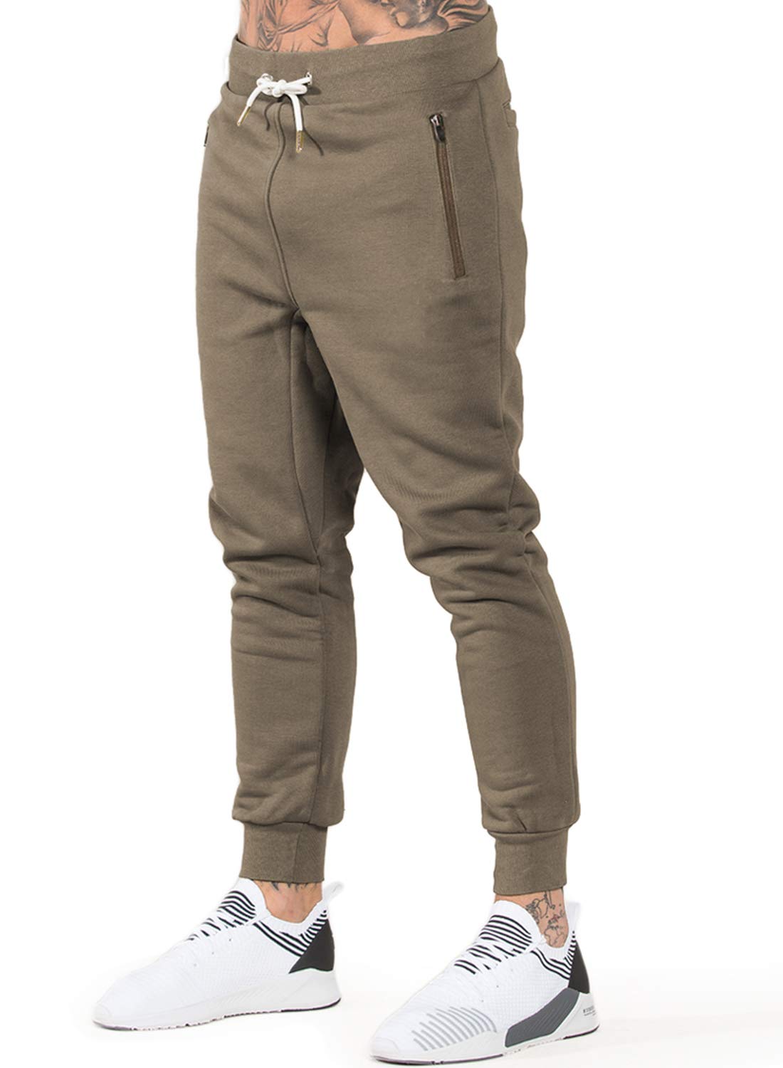 Ouber Men's Gym Jogger Pants Slim Fit Workout Running Sweatpants with Zipper Pockets